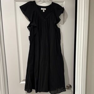 COS Black Seersucker Cotton Ruffle Sleeve Dress NWOT